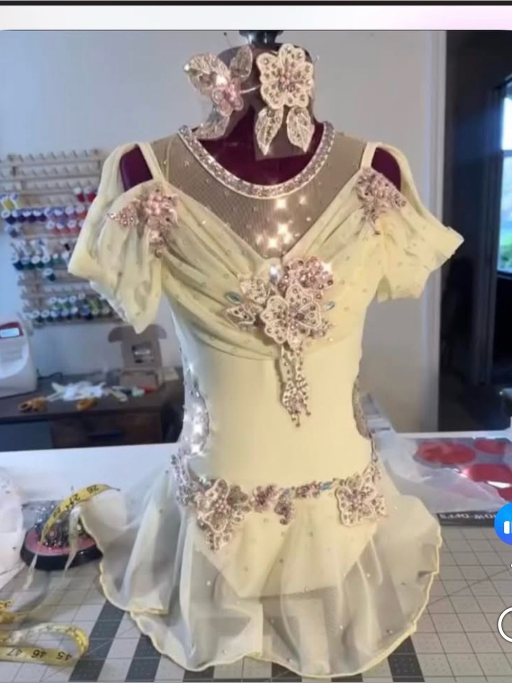 Embellished Pale Yellow Cold-Shoulder Girls Lyrical Dress